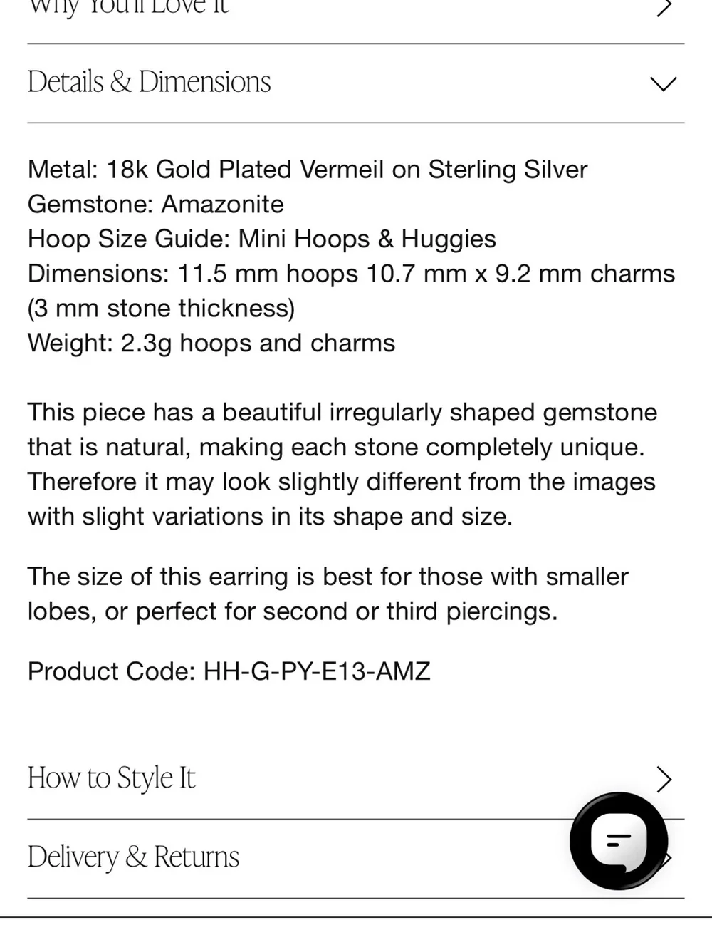 Missoma Amazonite Mini Pyramid Charm Hoop Gold Vermeil Earrings Retail $140
